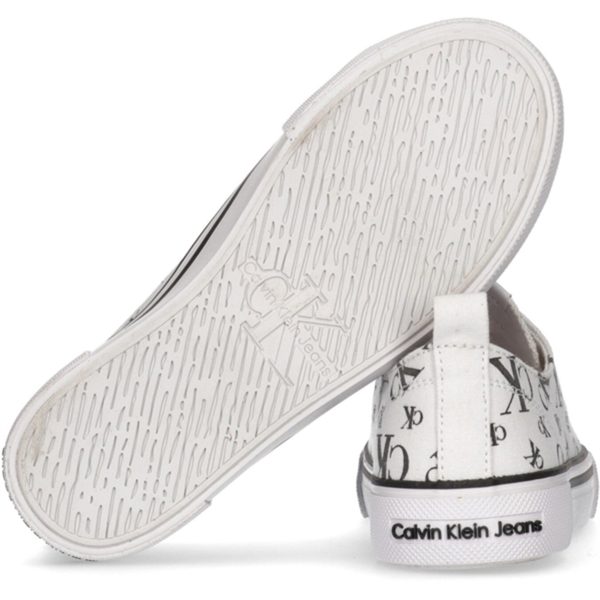 Calvin Klein Logo All Over Low Cut Lace-Up Sneakers White Discount