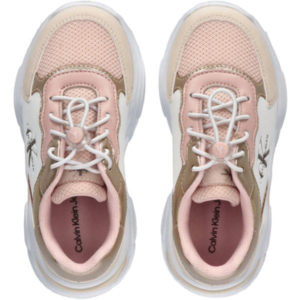 Calvin Klein Low Cut Lace-Up Sneakers Beige Nude White Supply