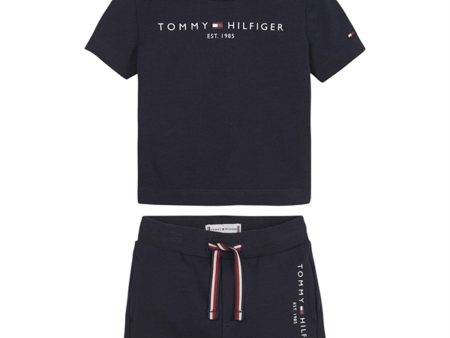 Tommy Hilfiger Baby Essential Shorts og T-shirt Sett Desert Sky Discount