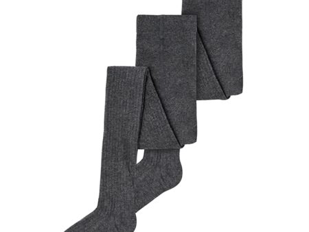 Name it Dark Grey Melange Rib Strømpebukse 2-pakning Noos Online Sale