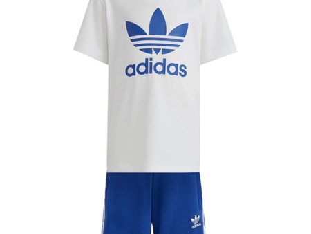 adidas Originals White   Blue Shorts Tee Sett For Discount